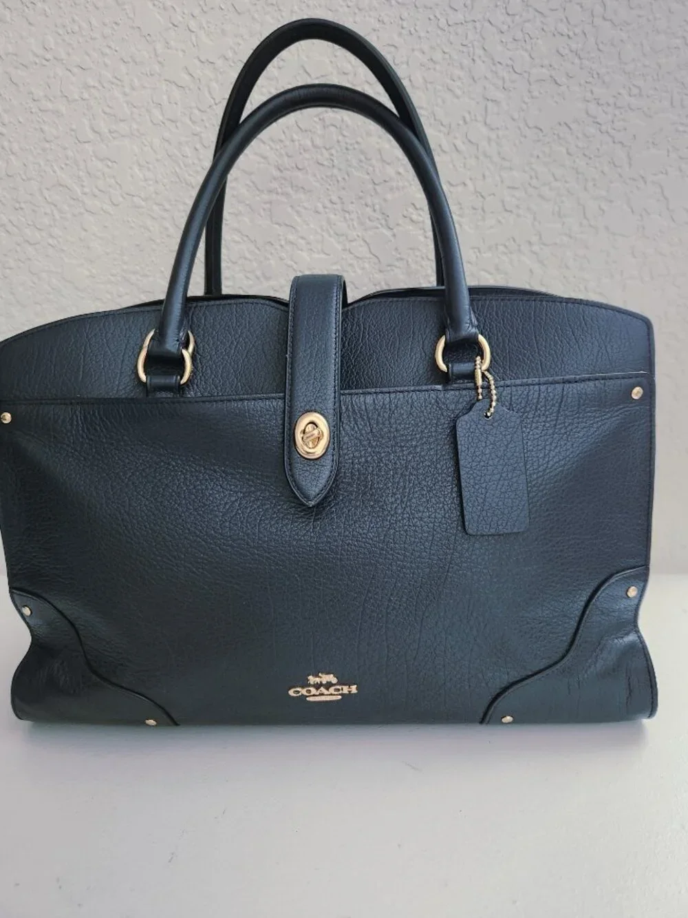 Like New Coach Mercer Midnight/ Blue Leather Shoulder Bag Tote Purse